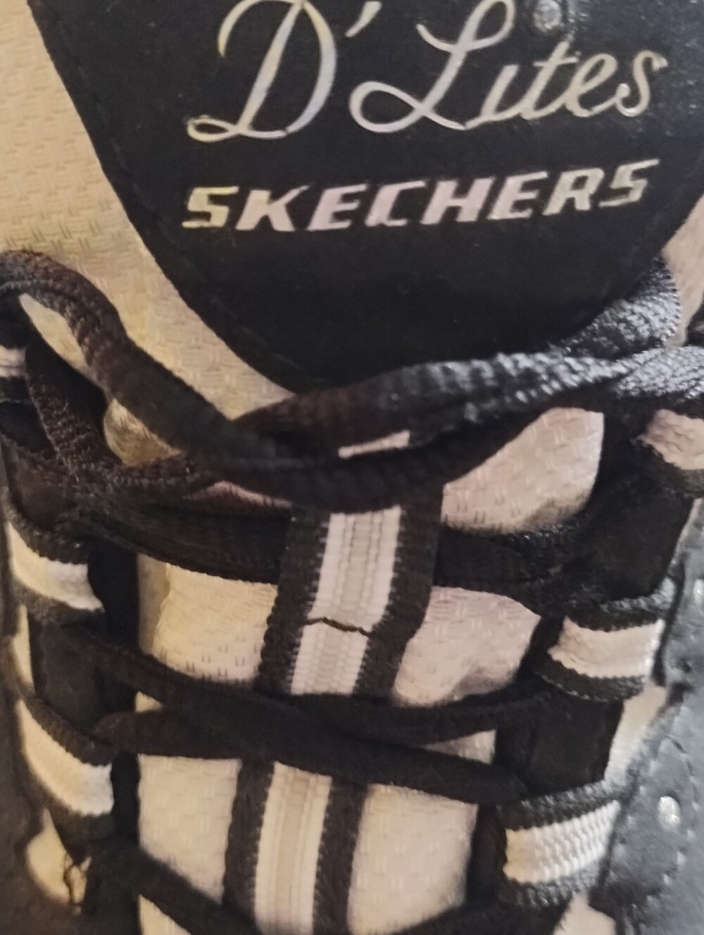 Skechers D'Lites Chunky Lace-Up Sneaker in Black & White - Picture 2 of 8